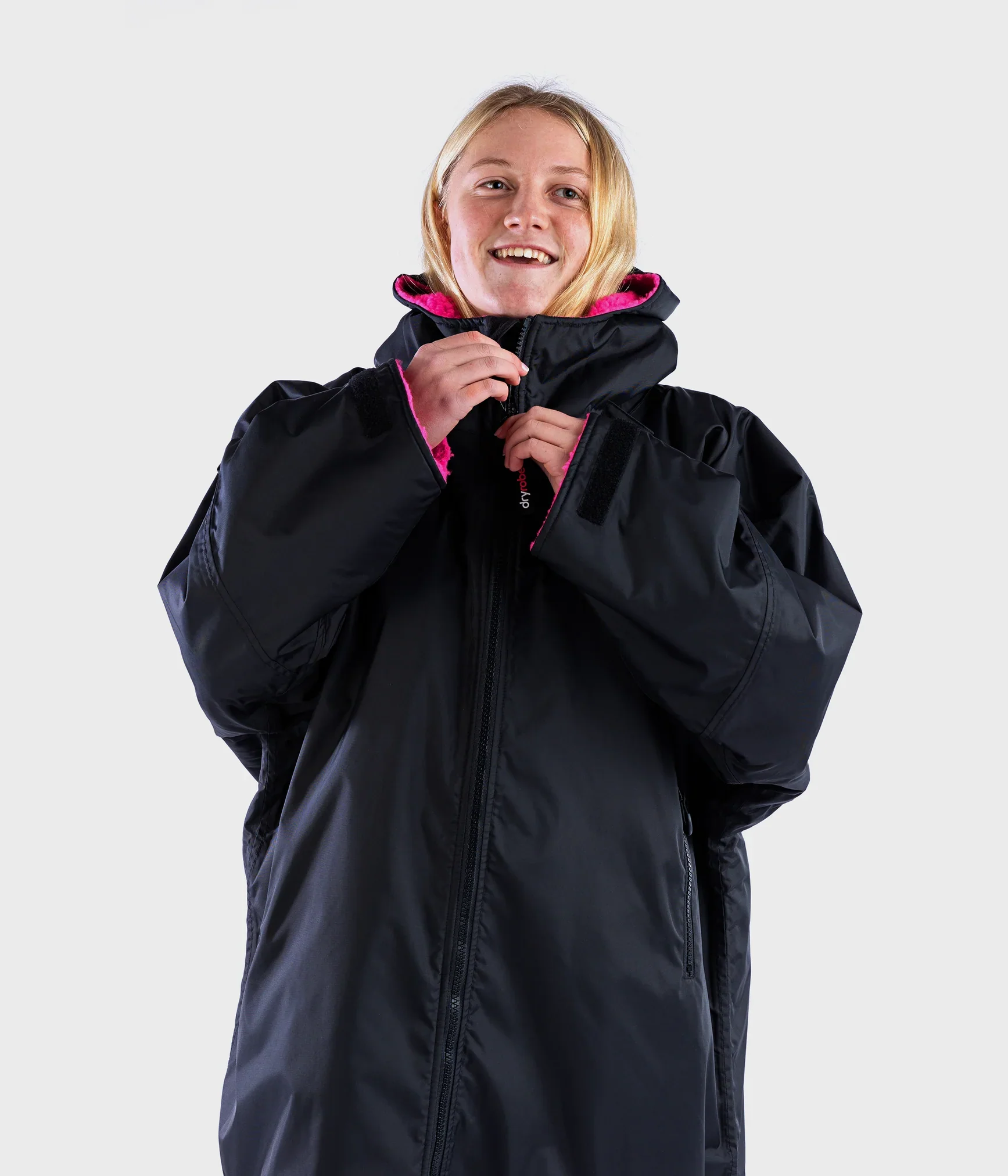 Dryrobe Advance Kids Long Sleeve BLACK PINK - RECYCLED - Image 4