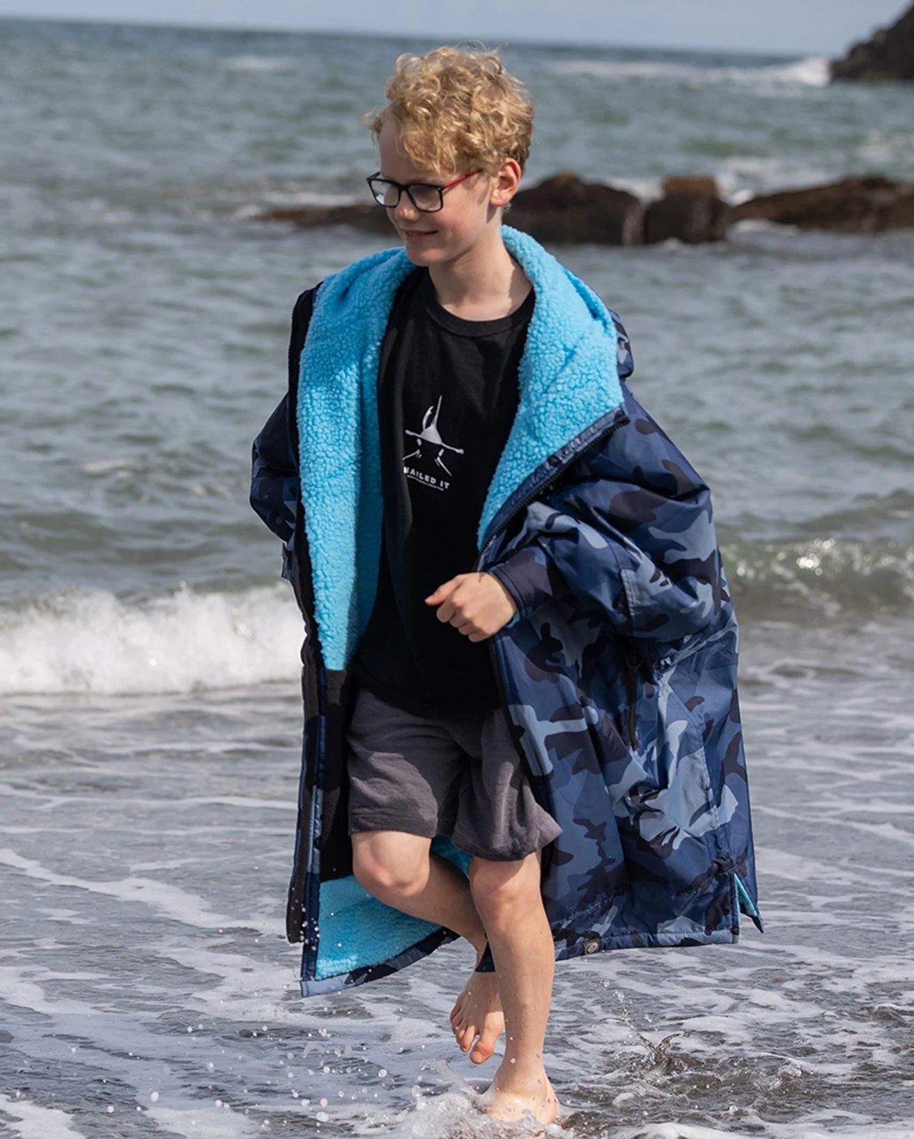 Dryrobe Advance Kids Long Sleeve Blue Camo / Blue - Image 2