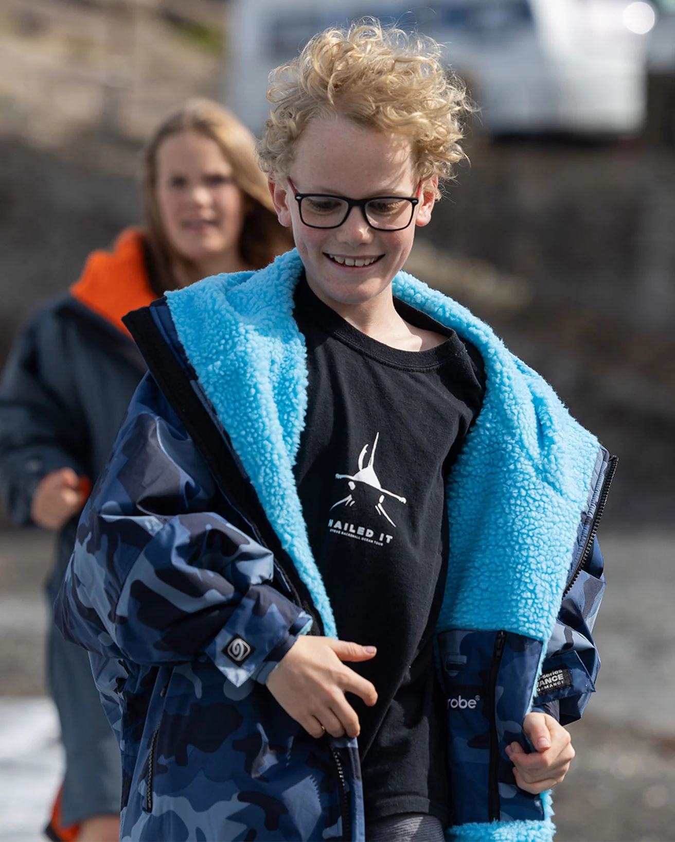 Dryrobe Advance Kids Long Sleeve Blue Camo / Blue - Image 3