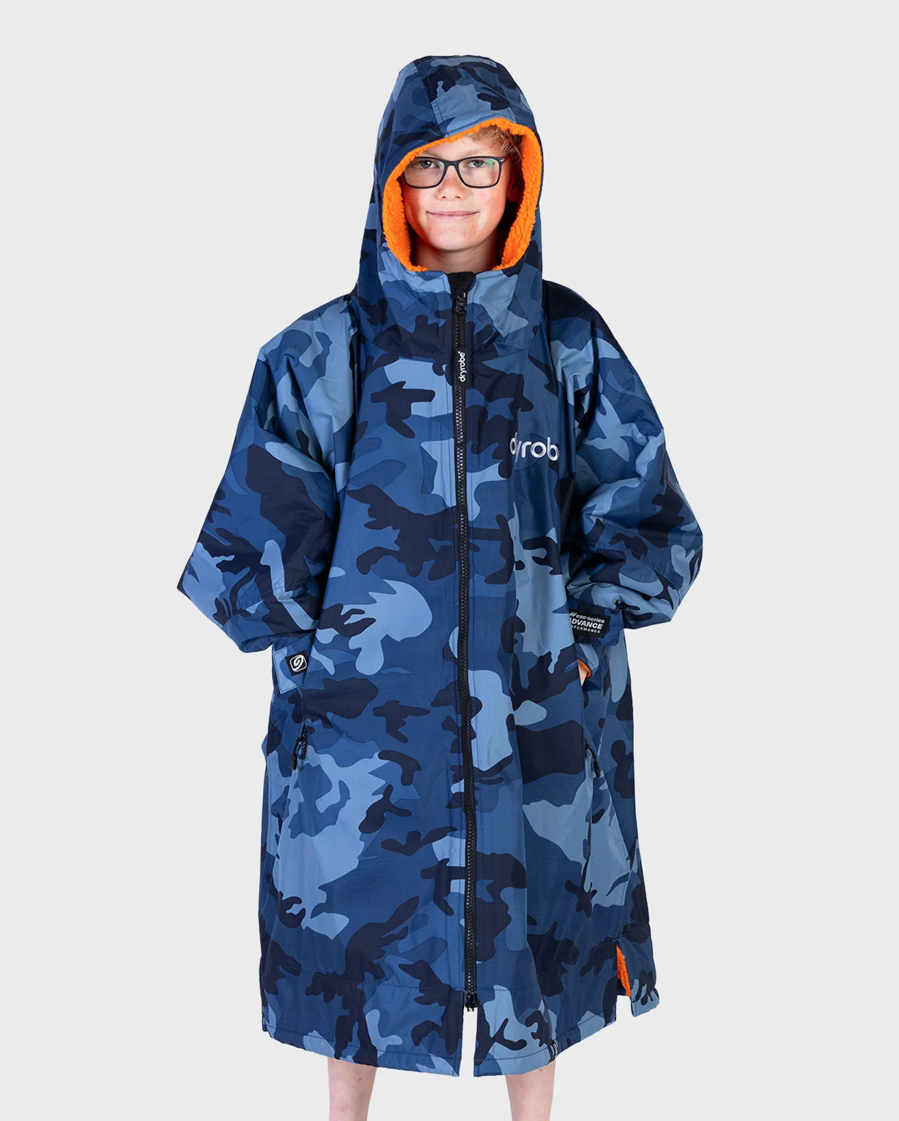 Dryrobe Advance Kids Long Sleeve Blue Camo / Orange - Image 2