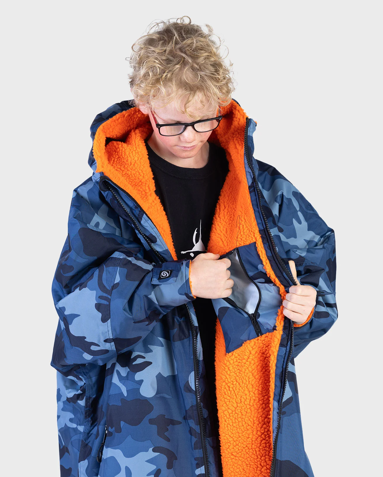 Dryrobe Advance Kids Long Sleeve Blue Camo / Orange - Image 5