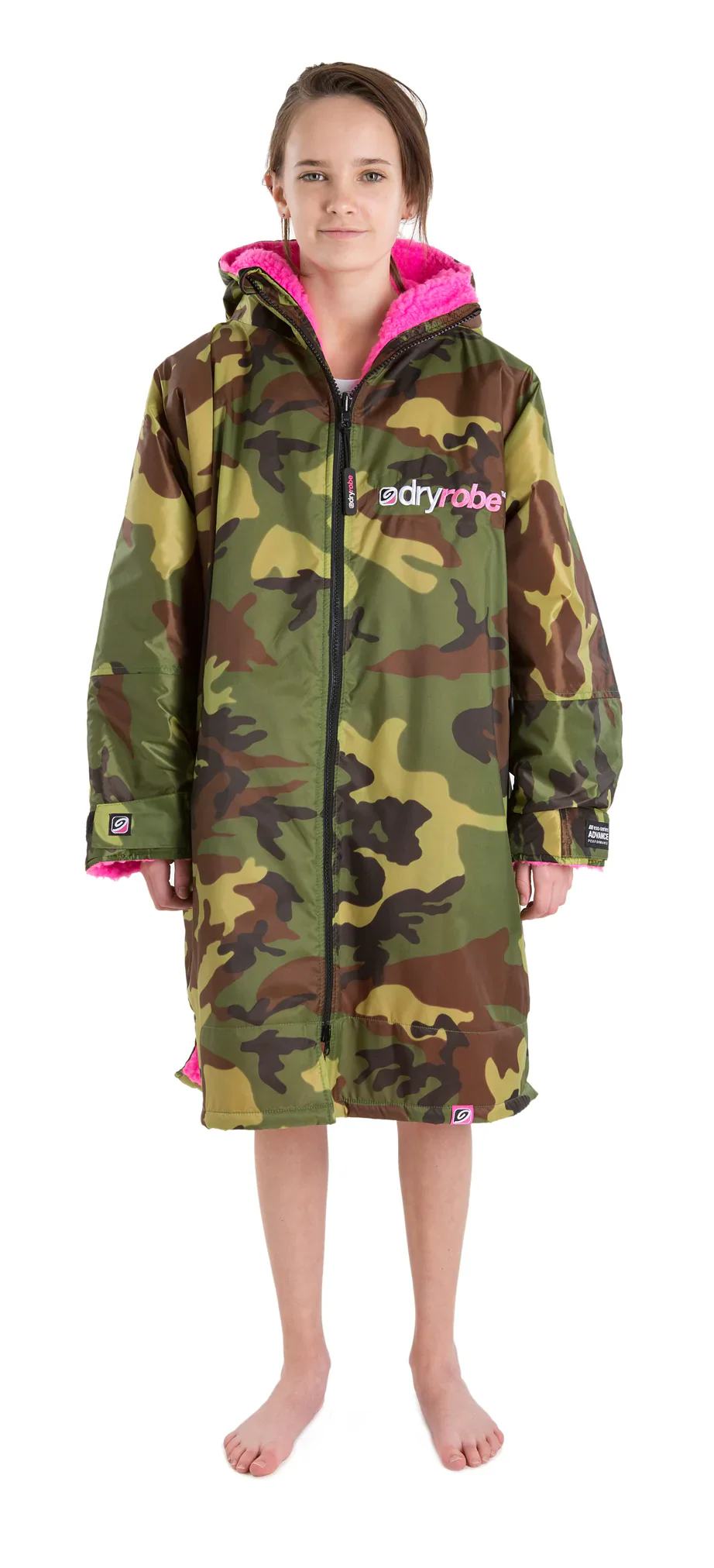 Dryrobe Advance Kids Long Sleeve Camouflage Pink  - RECYCLED - Image 3