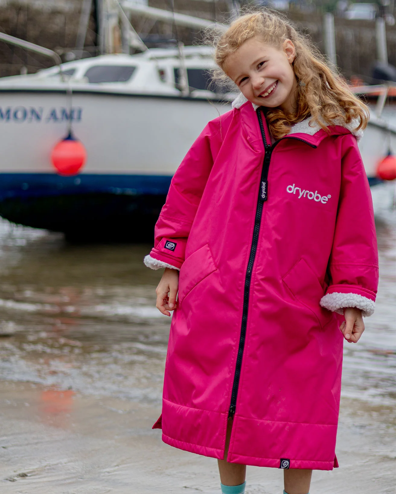 Dryrobe Advance Kids Long Sleeve Pink / Grey - Image 3