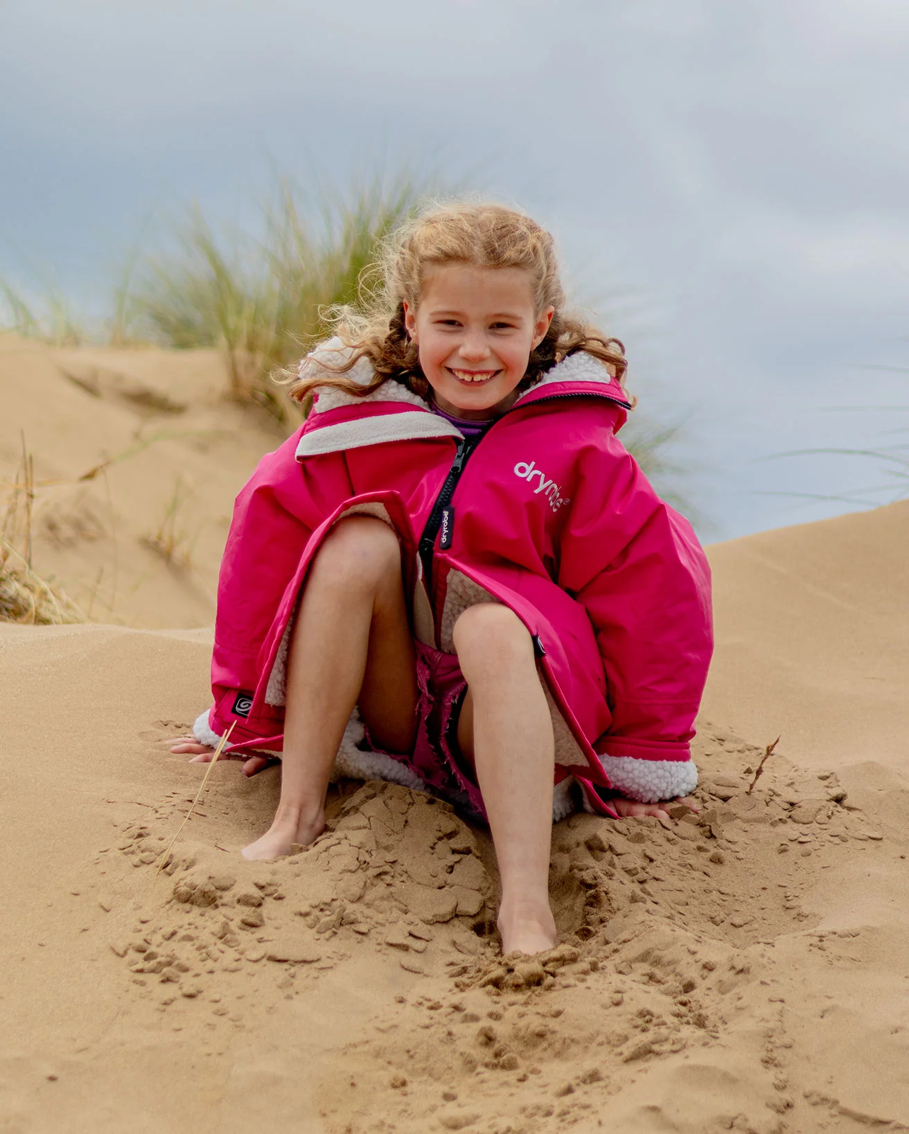 Dryrobe Advance Kids Long Sleeve Pink / Grey - Image 5