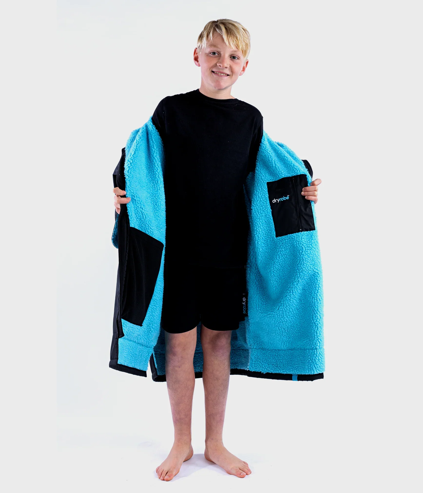 Dryrobe Advance Kids Short Sleeve BLACK BLUE - Image 4