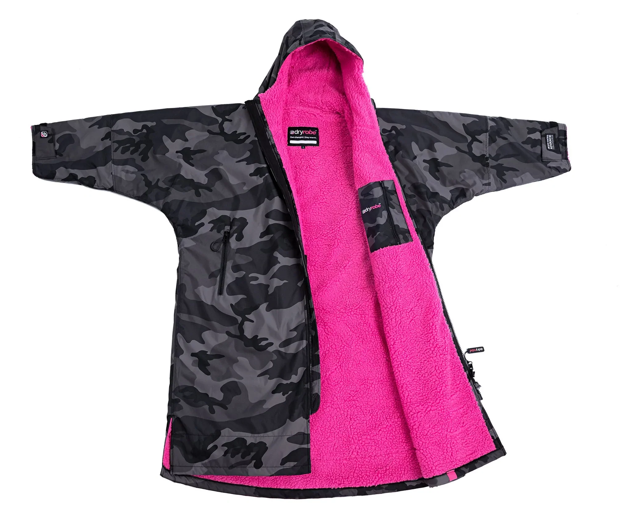 Dryrobe Advance Long Sleeve Black Camouflage Pink - RECYCLED - Image 3