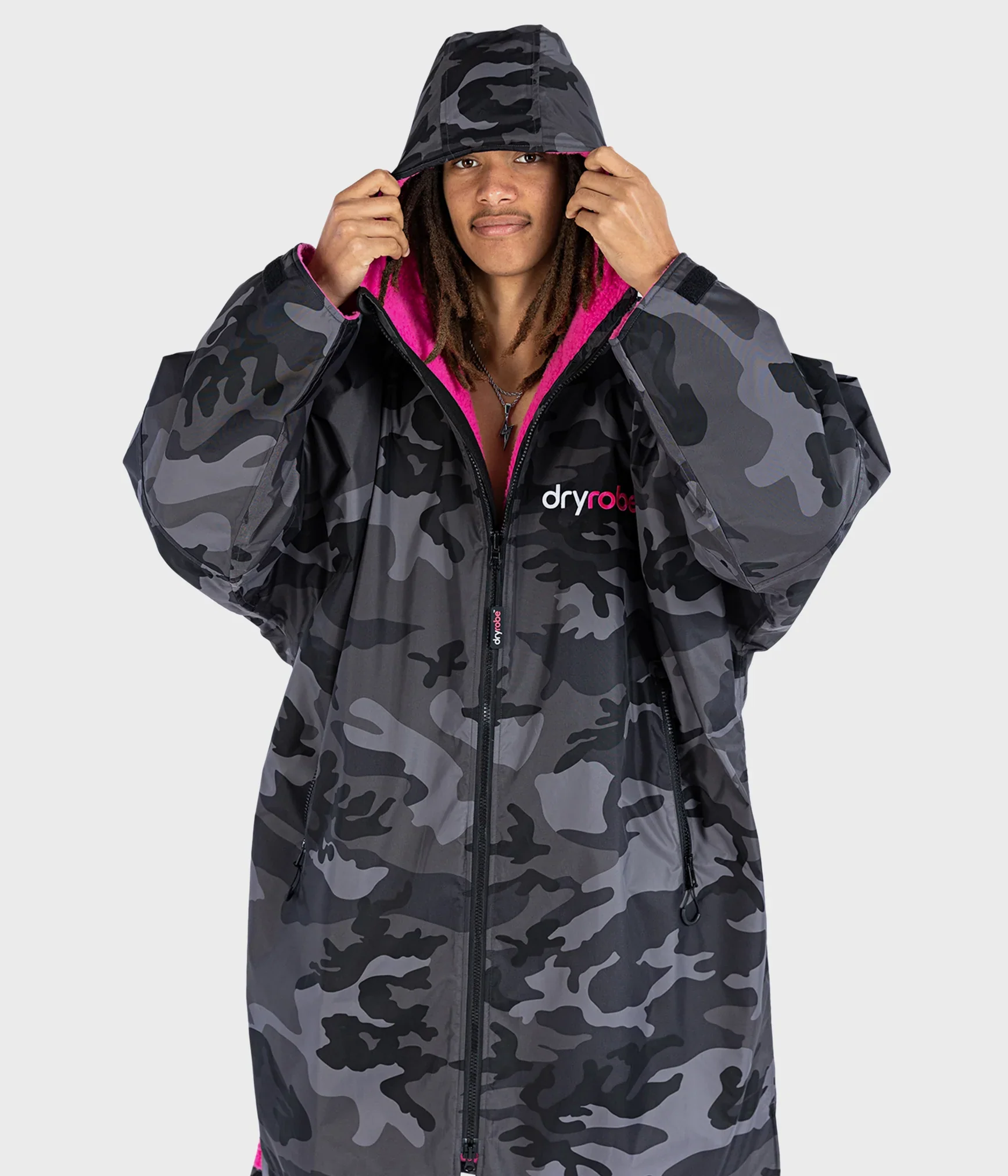 Dryrobe Advance Long Sleeve Black Camouflage Pink - RECYCLED - Image 4