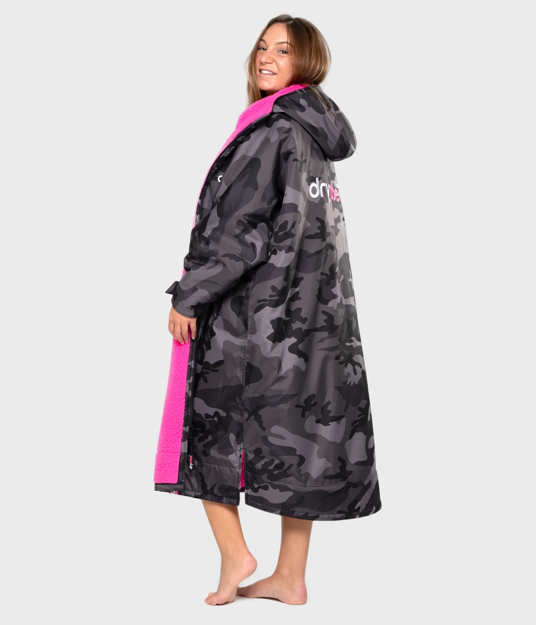 Dryrobe Advance Long Sleeve Black Camouflage Pink - RECYCLED - Image 6