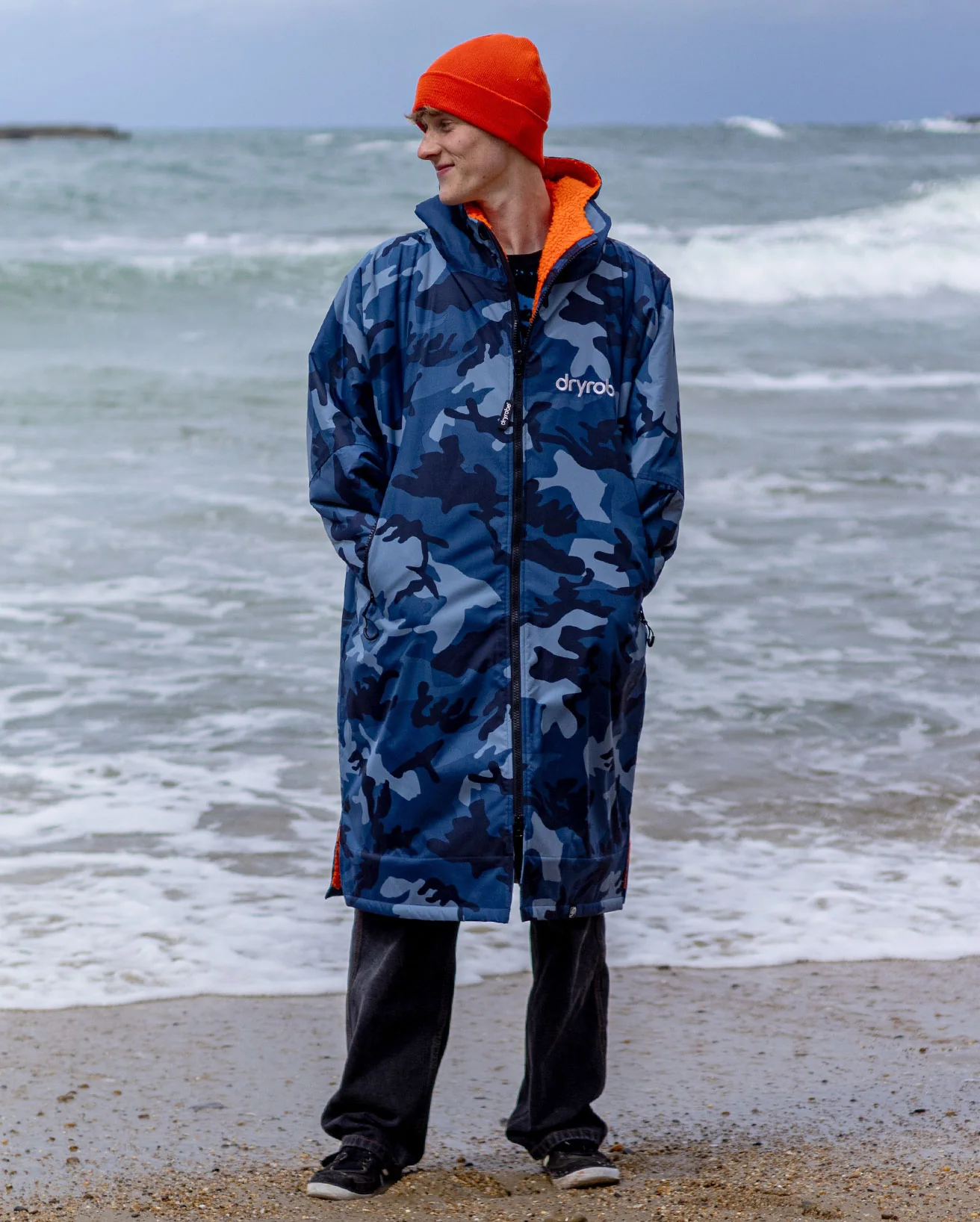 Dryrobe Advance Long Sleeve Blue Camo Orange - Image 4
