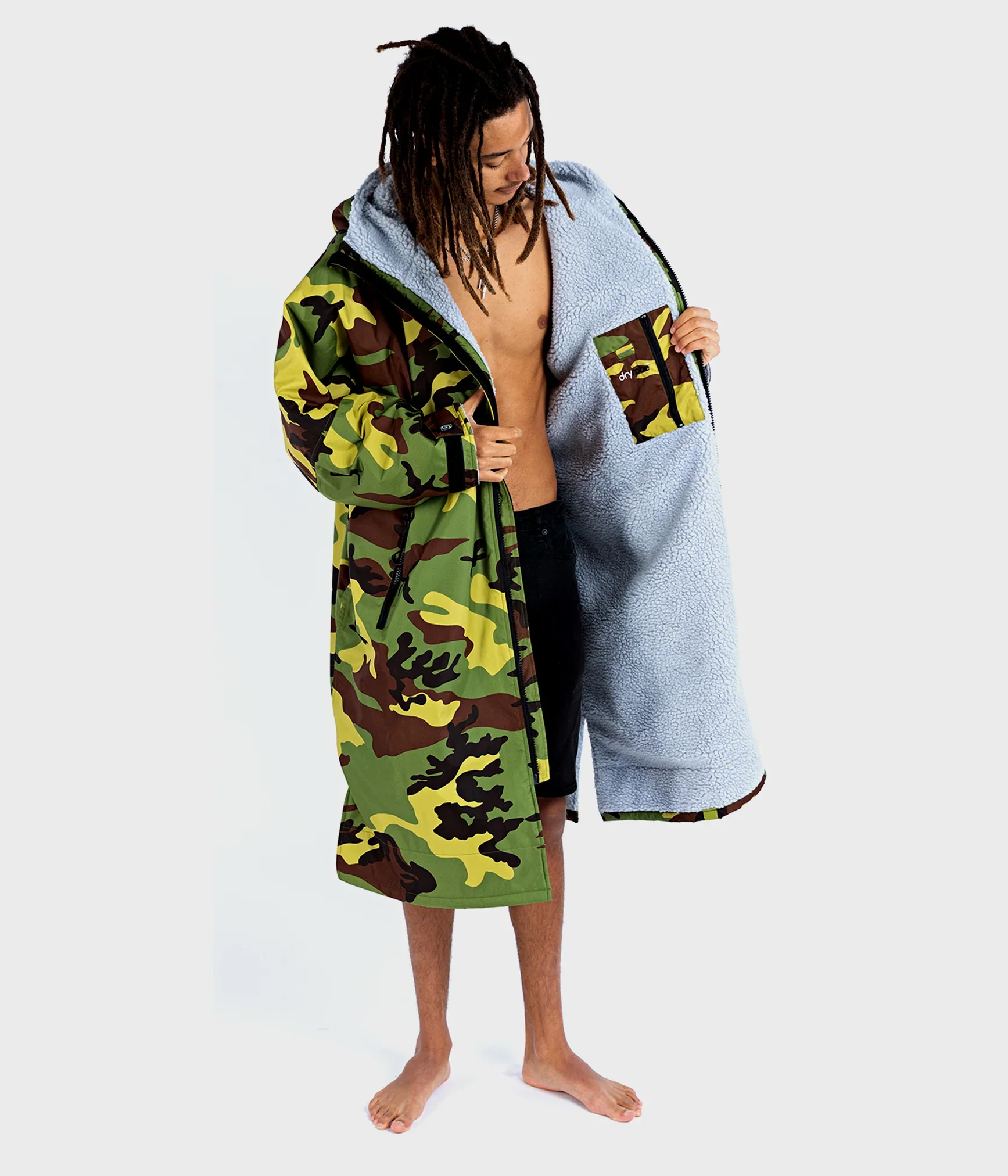 Dryrobe Advance Long Sleeve Camouflage Grey - RECYCLED - Image 6