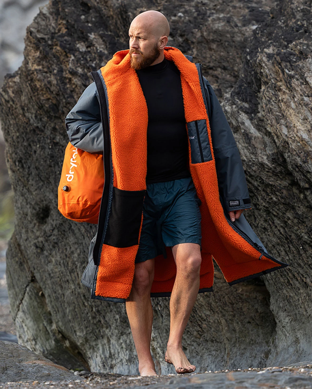 Dryrobe Advance Long Sleeve Dark Grey /  Orange - Image 5