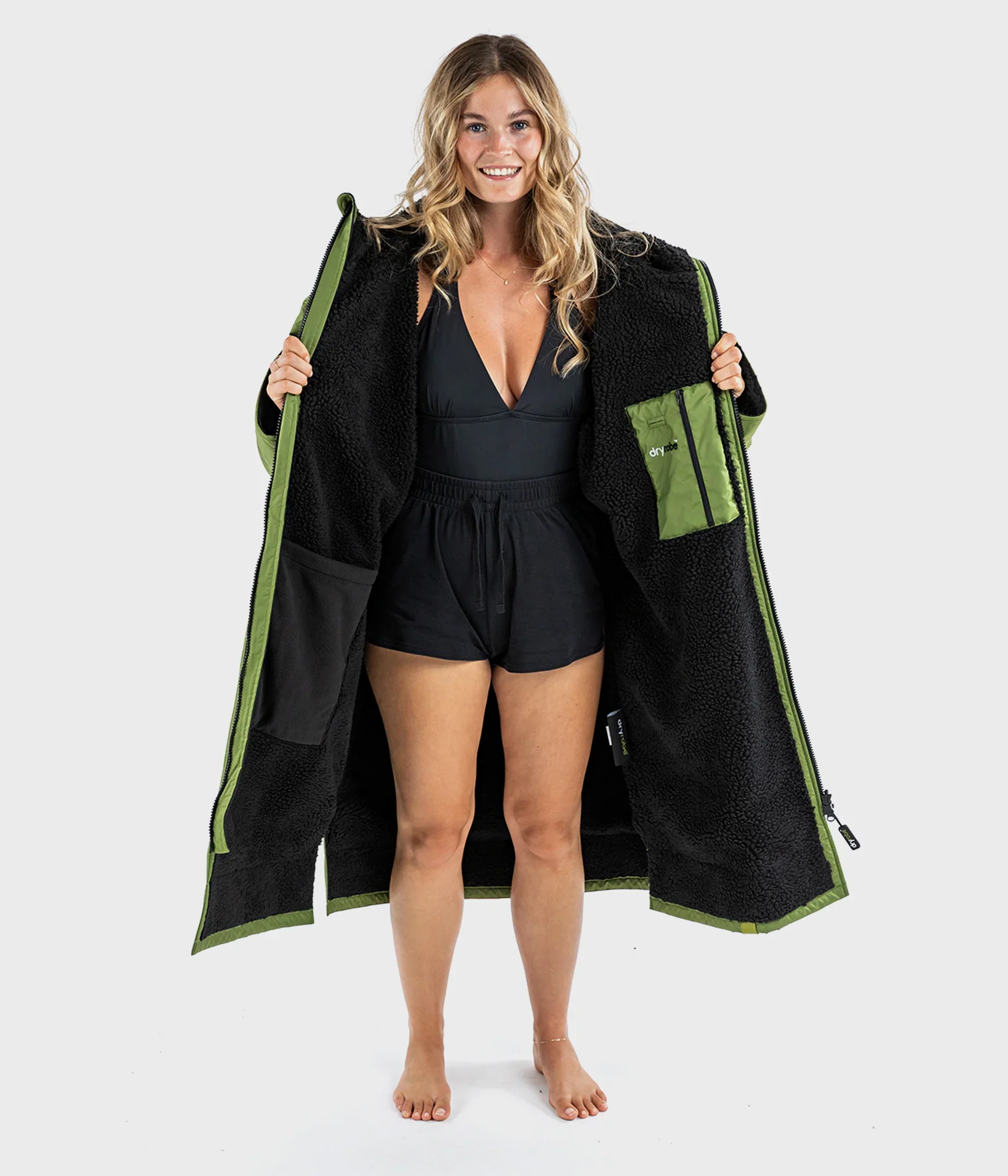 Dryrobe Advance Long Sleeve FOREST GREEN BLACK - RECYCLED - Image 2