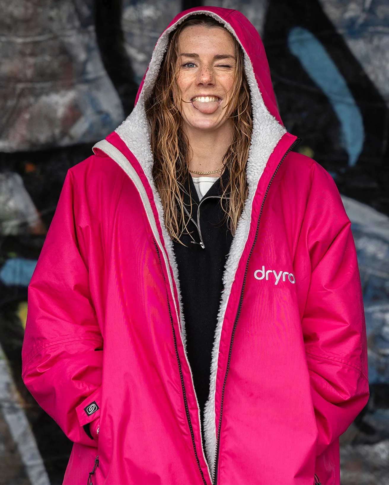 Dryrobe Advance Long Sleeve Hot Pink / Grey - Image 4