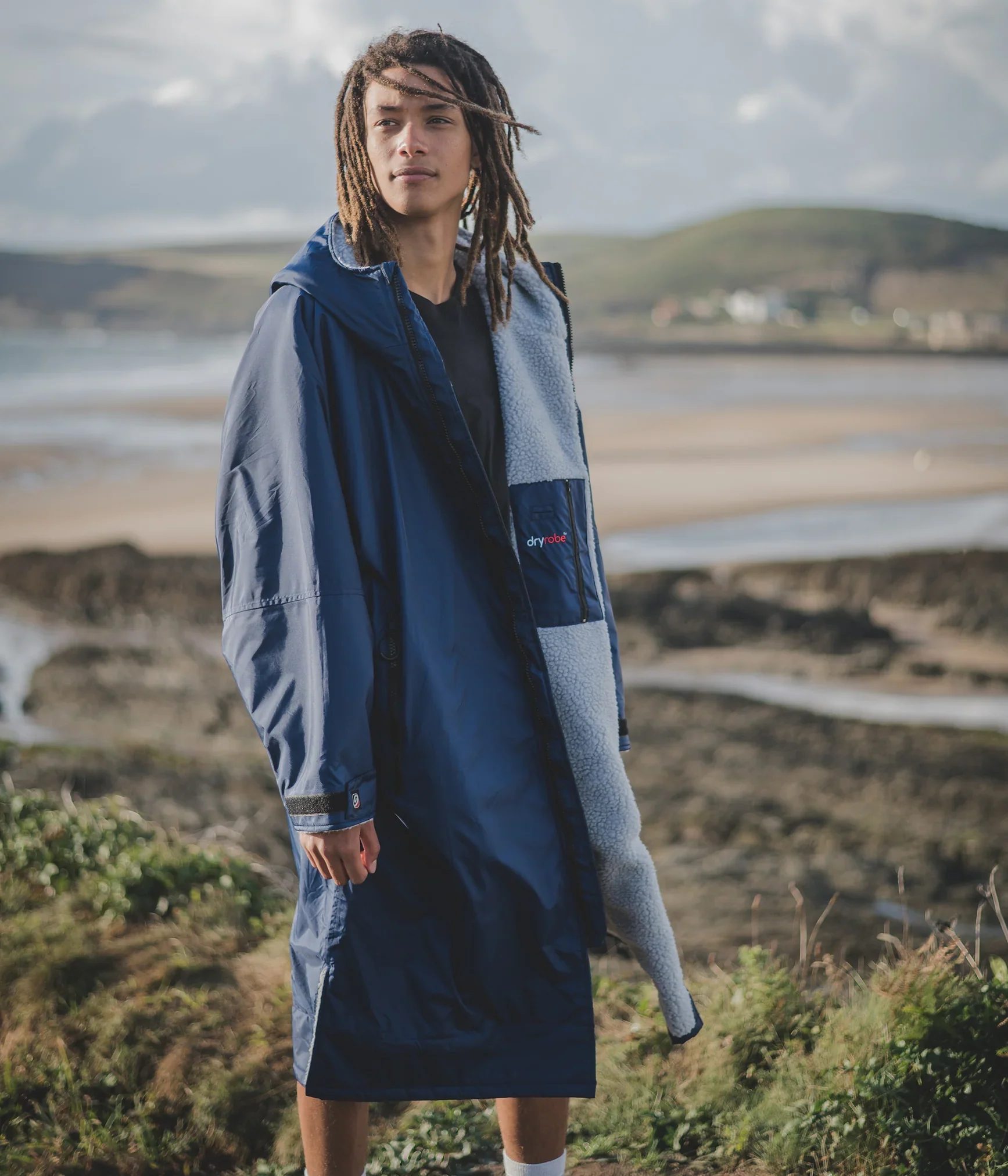 Dryrobe Advance Long Sleeve Navy Blue Grey - RECYCLED - Image 6