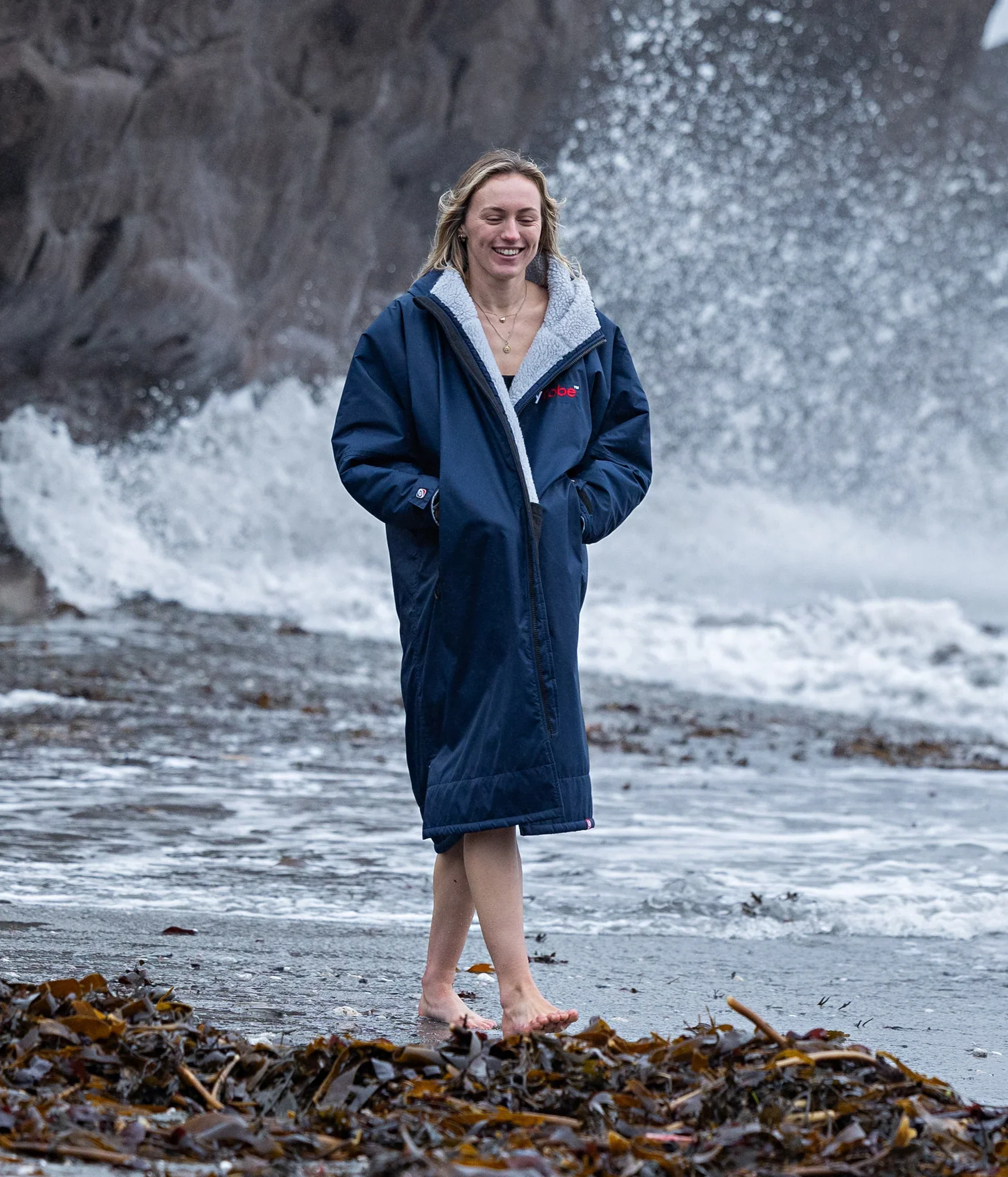 Dryrobe Advance Long Sleeve Navy Blue Grey - RECYCLED - Image 7