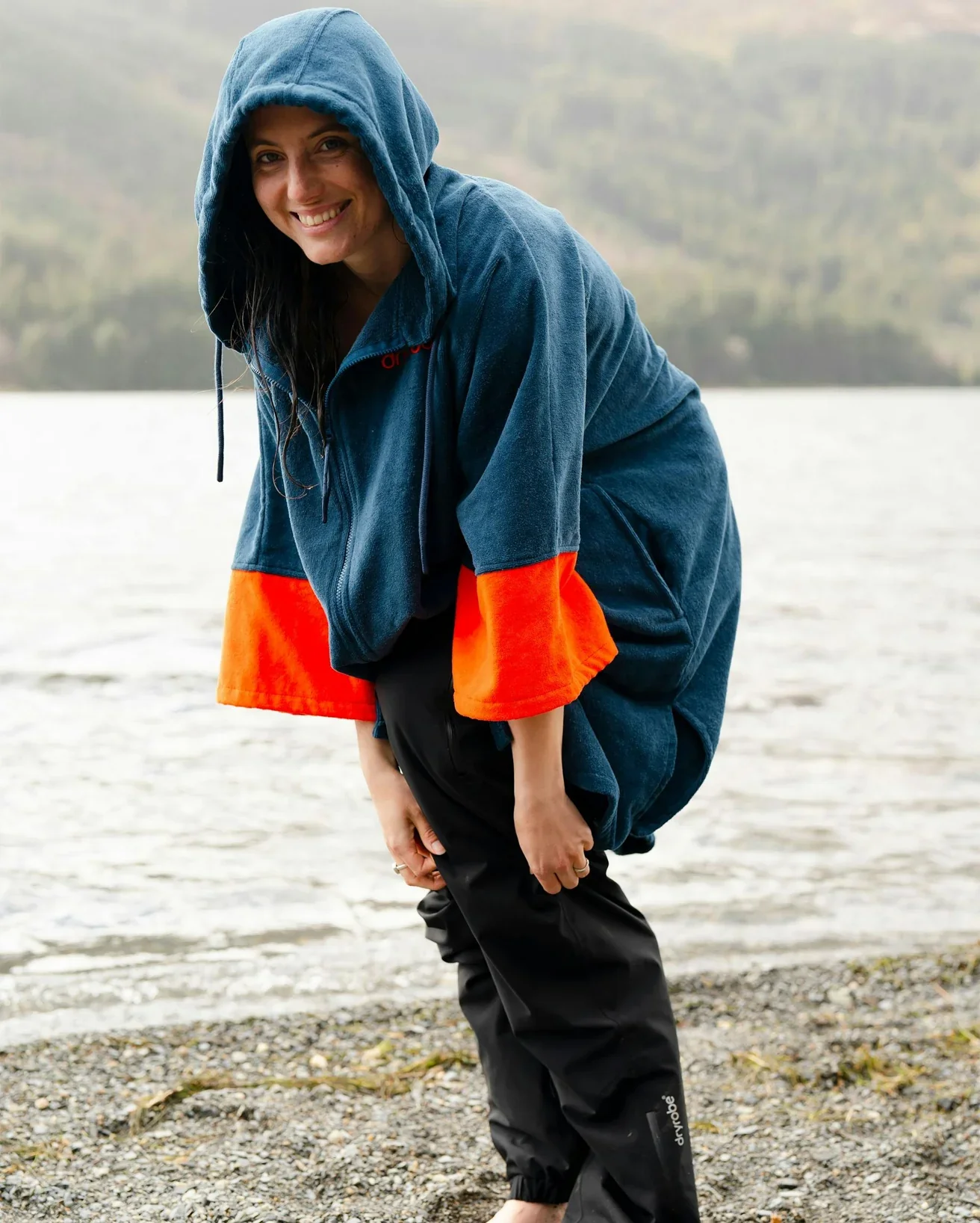Dryrobe Full-Zip Organic Towel Robe - Deep BLUE Sea - Image 5