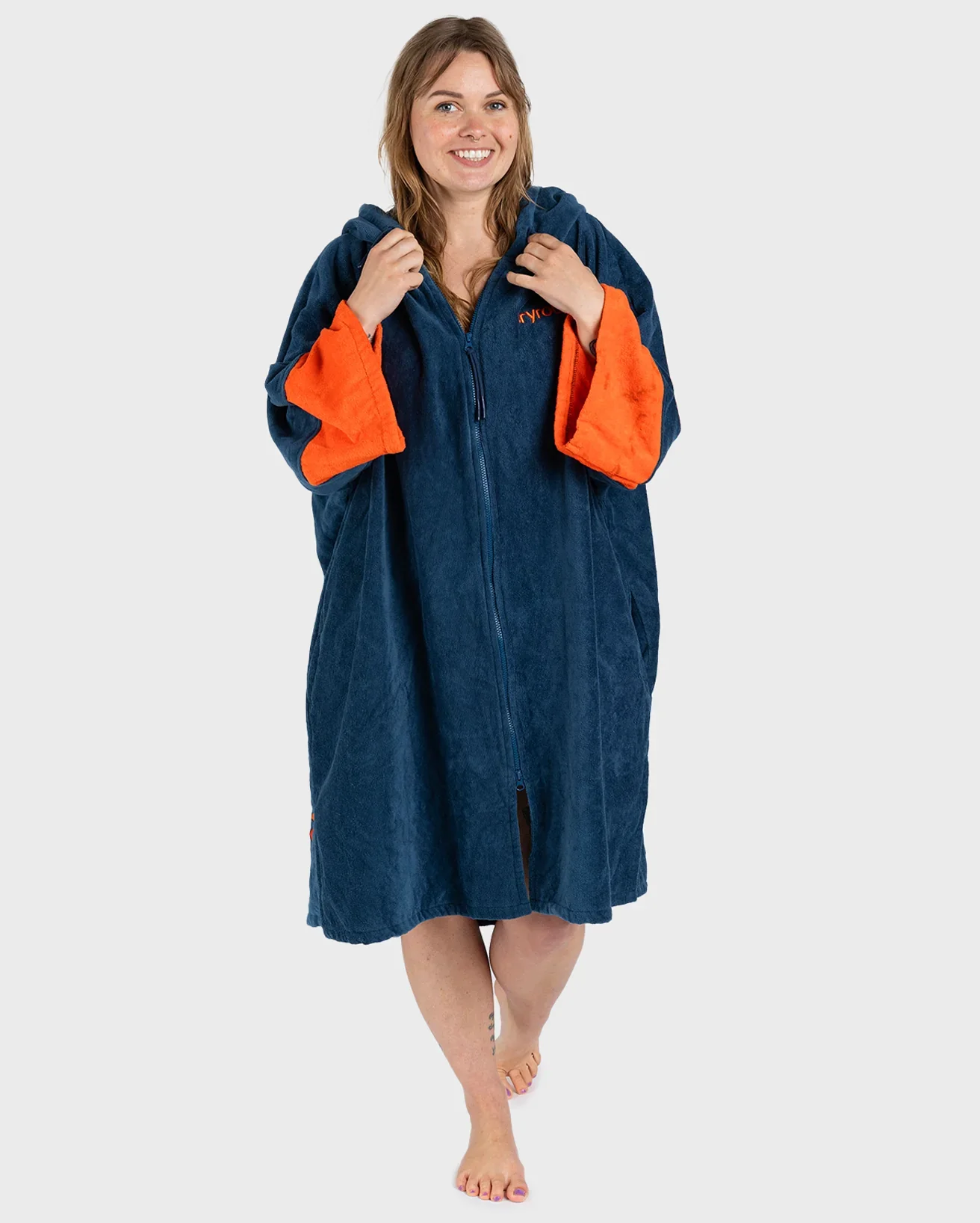 Dryrobe Full-Zip Organic Towel Robe - Deep BLUE Sea - Image 8
