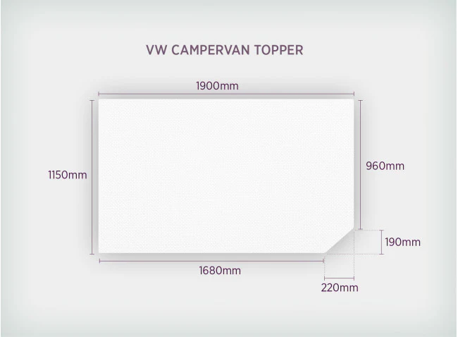 Duvalay 190x115cm VW Campervan Gold Foam Compact Topper - Image 2