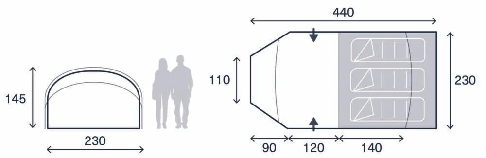 Kampa Wanderlight 3 (Poled) Tent - Aegean - Image 6