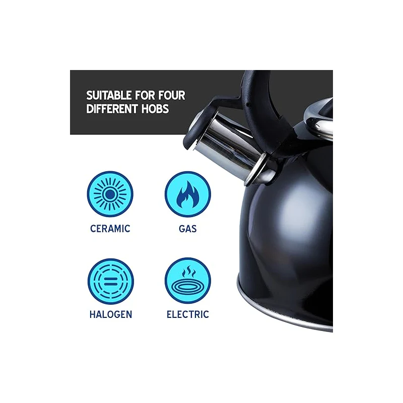 Liberty 2.5L Whistling Kettle - Black - Image 2