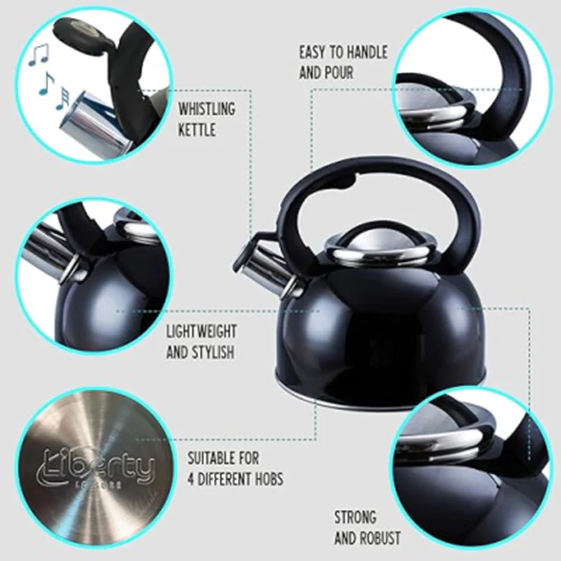 Liberty 2.5L Whistling Kettle - Black - Image 3