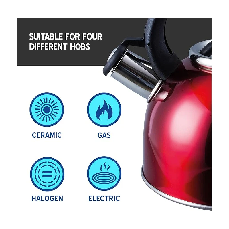 Liberty 2.5L Whistling Kettle - Red - Image 2