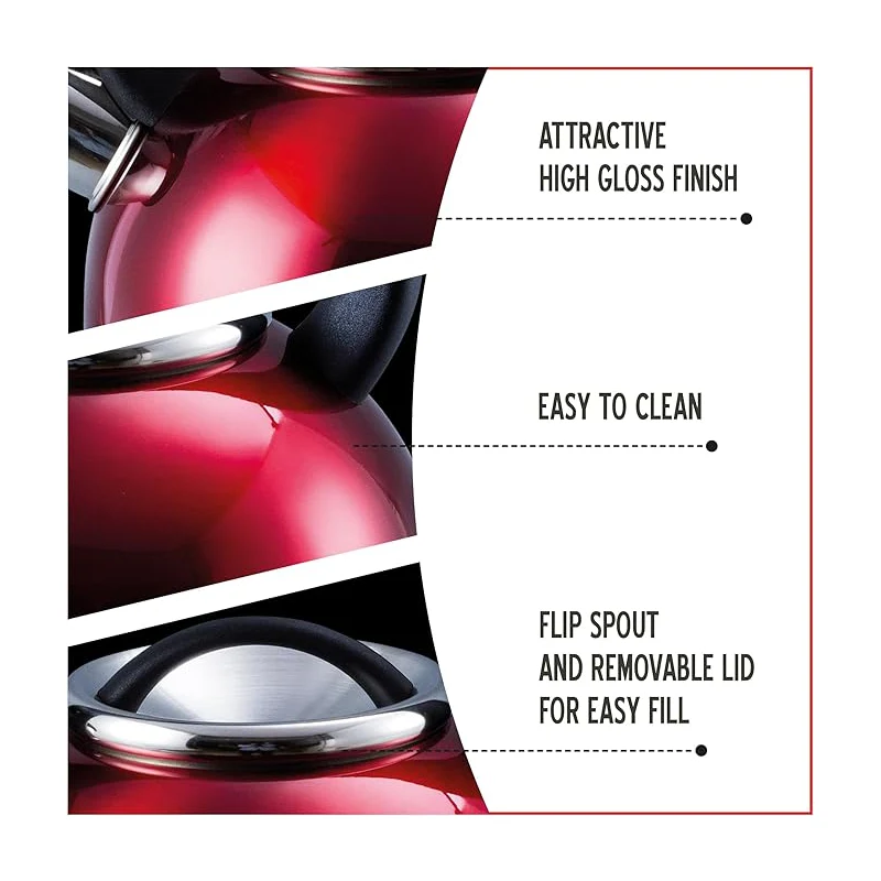 Liberty 2.5L Whistling Kettle - Red - Image 3