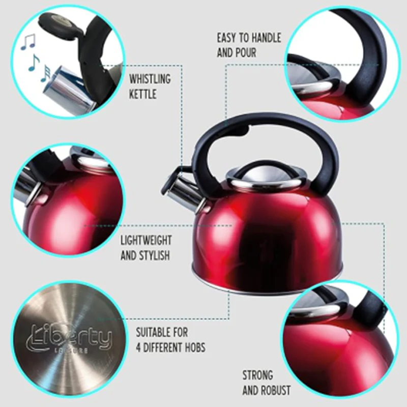 Liberty 2.5L Whistling Kettle - Red - Image 4