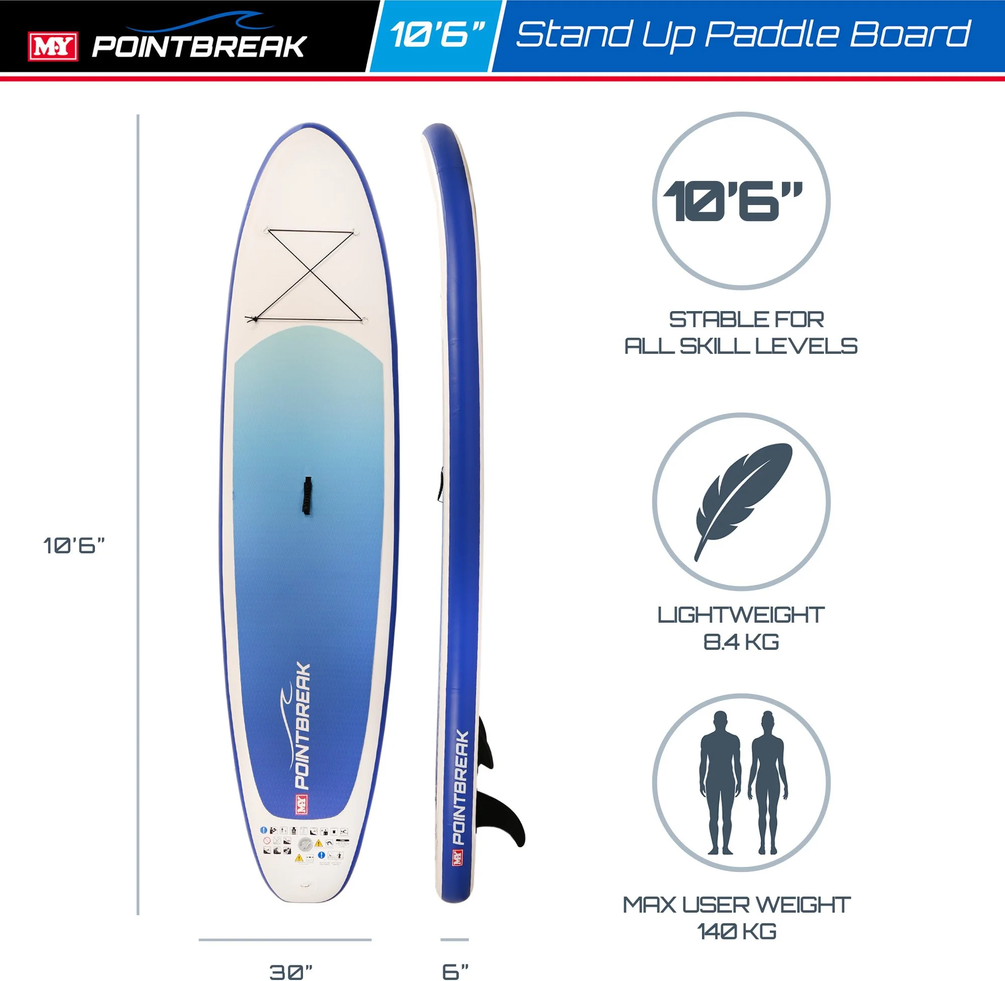 M.Y 10ft 6in  Paddle Board Package - Blue - Image 2