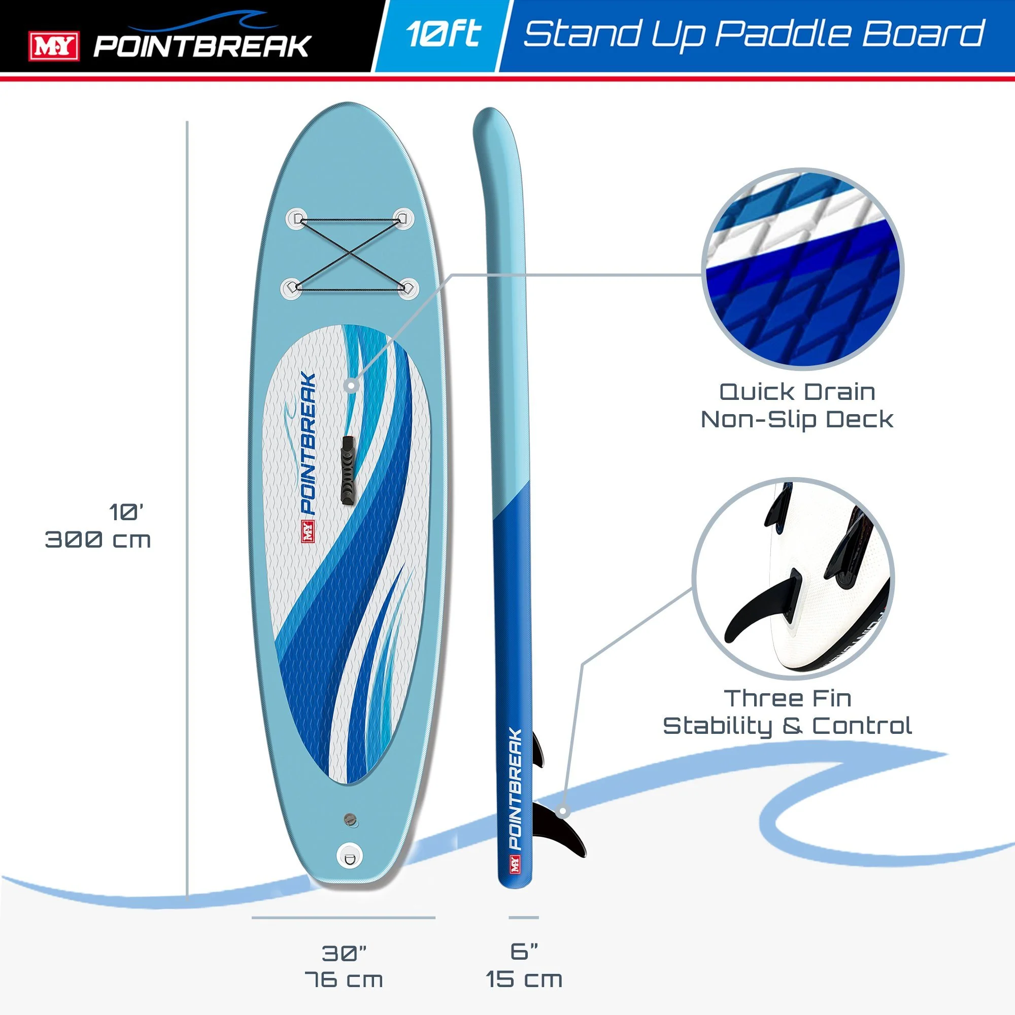 M.Y 10ft Blue Inflatable Paddle Board Package -Blue - Image 2