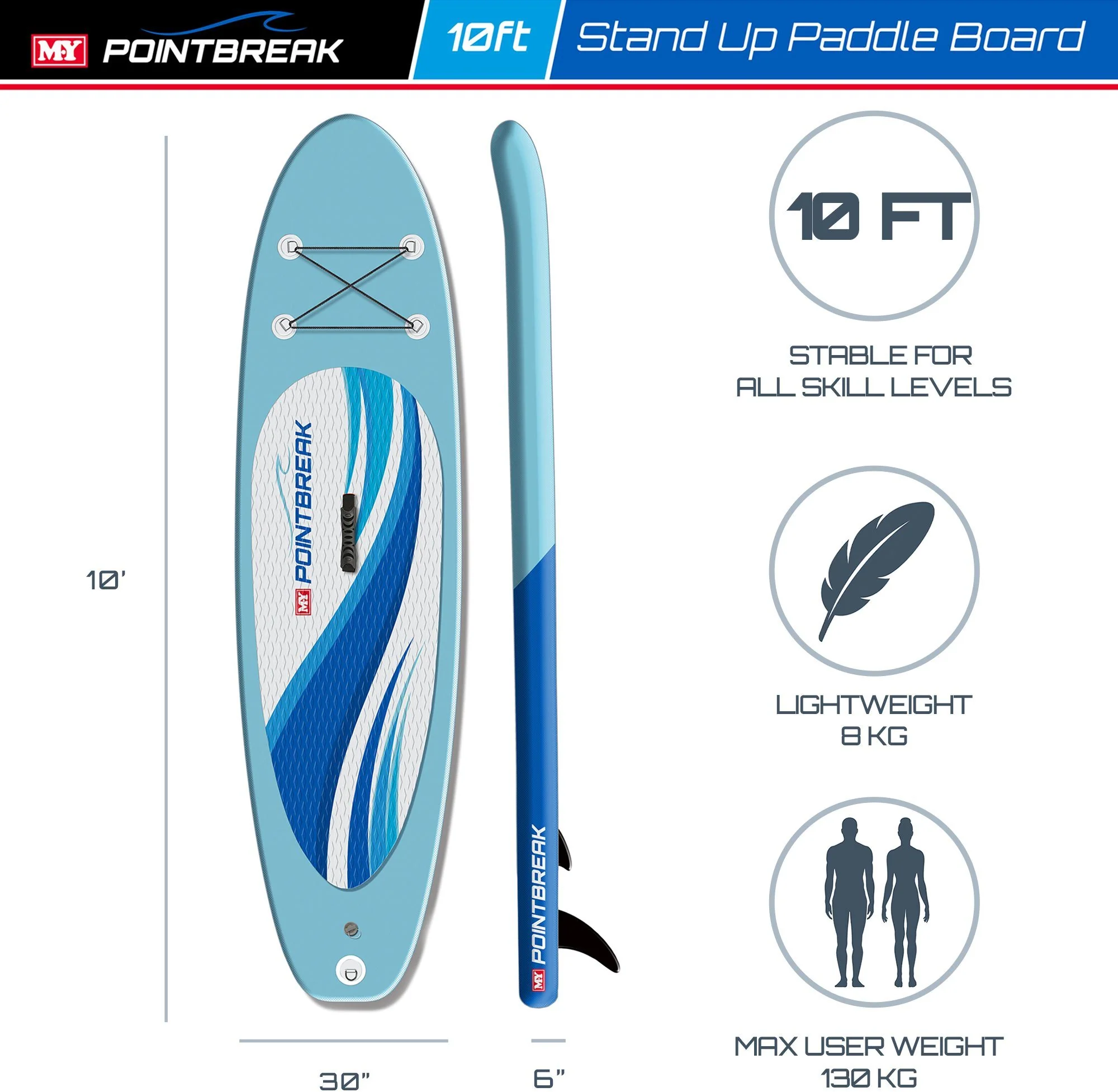 M.Y 10ft Blue Inflatable Paddle Board Package -Blue - Image 3