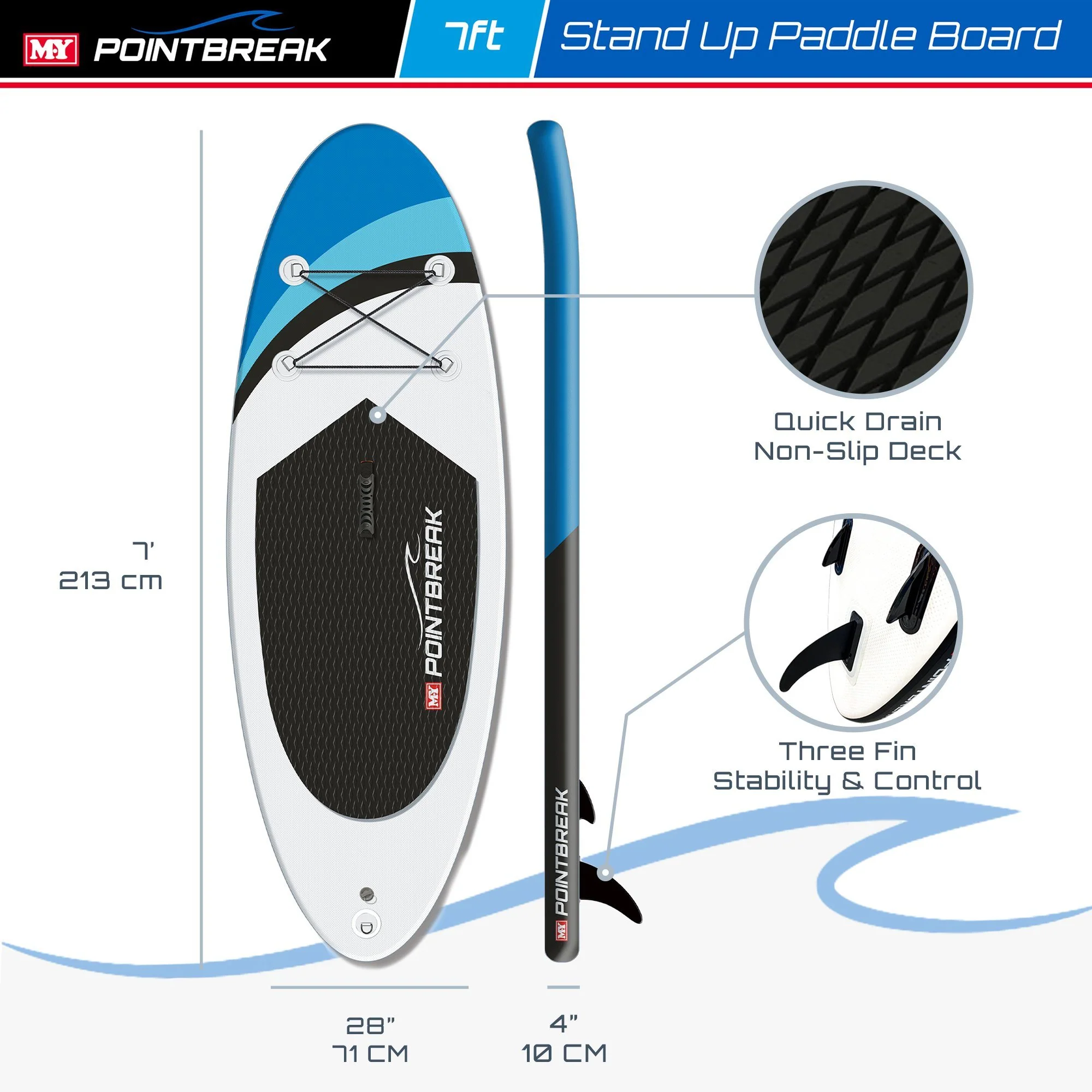 M.Y 7ft Blue Paddle Board Package - Image 2
