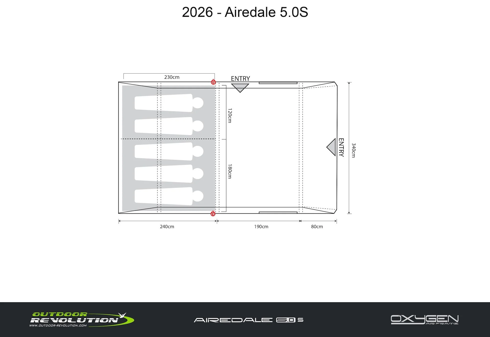 Outdoor Revolution Airedale 5s Air Tent - With FREE FOOTPRINT - Image 2