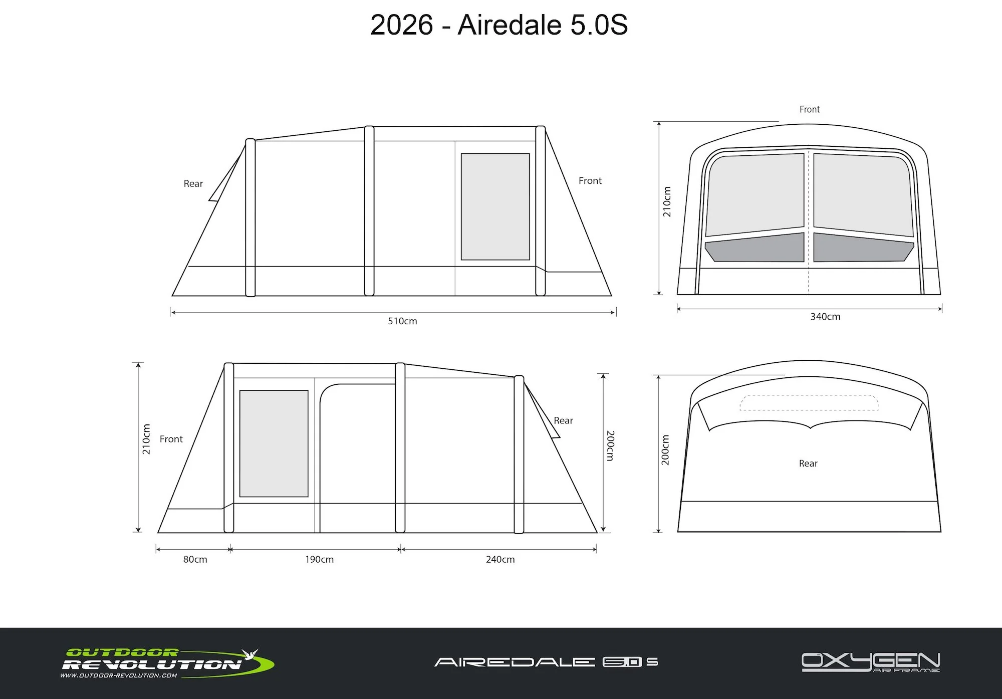 Outdoor Revolution Airedale 5s Air Tent - With FREE FOOTPRINT - Image 3