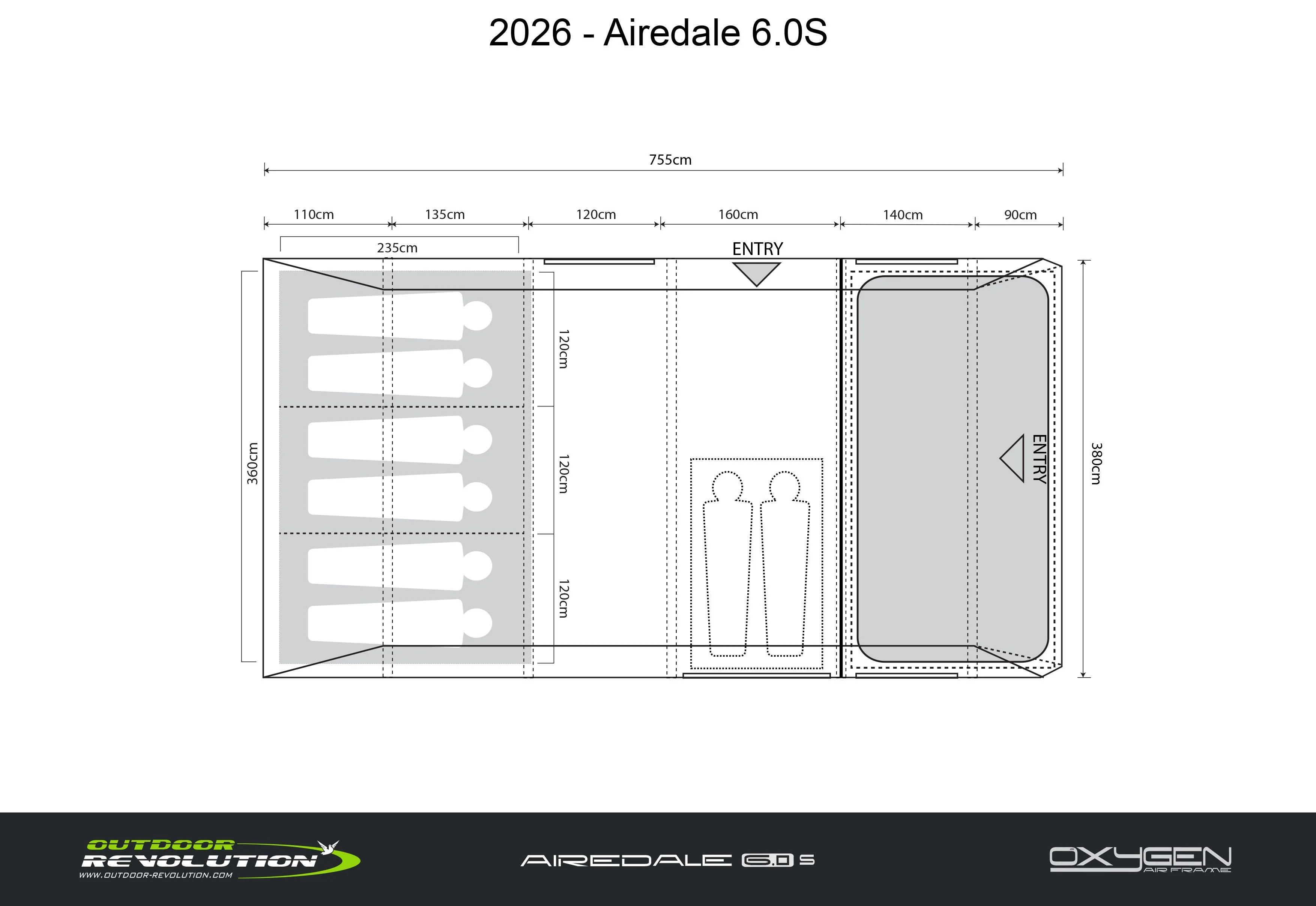 Outdoor Revolution Airedale 6s Air Tent With Free Footprint - Image 3