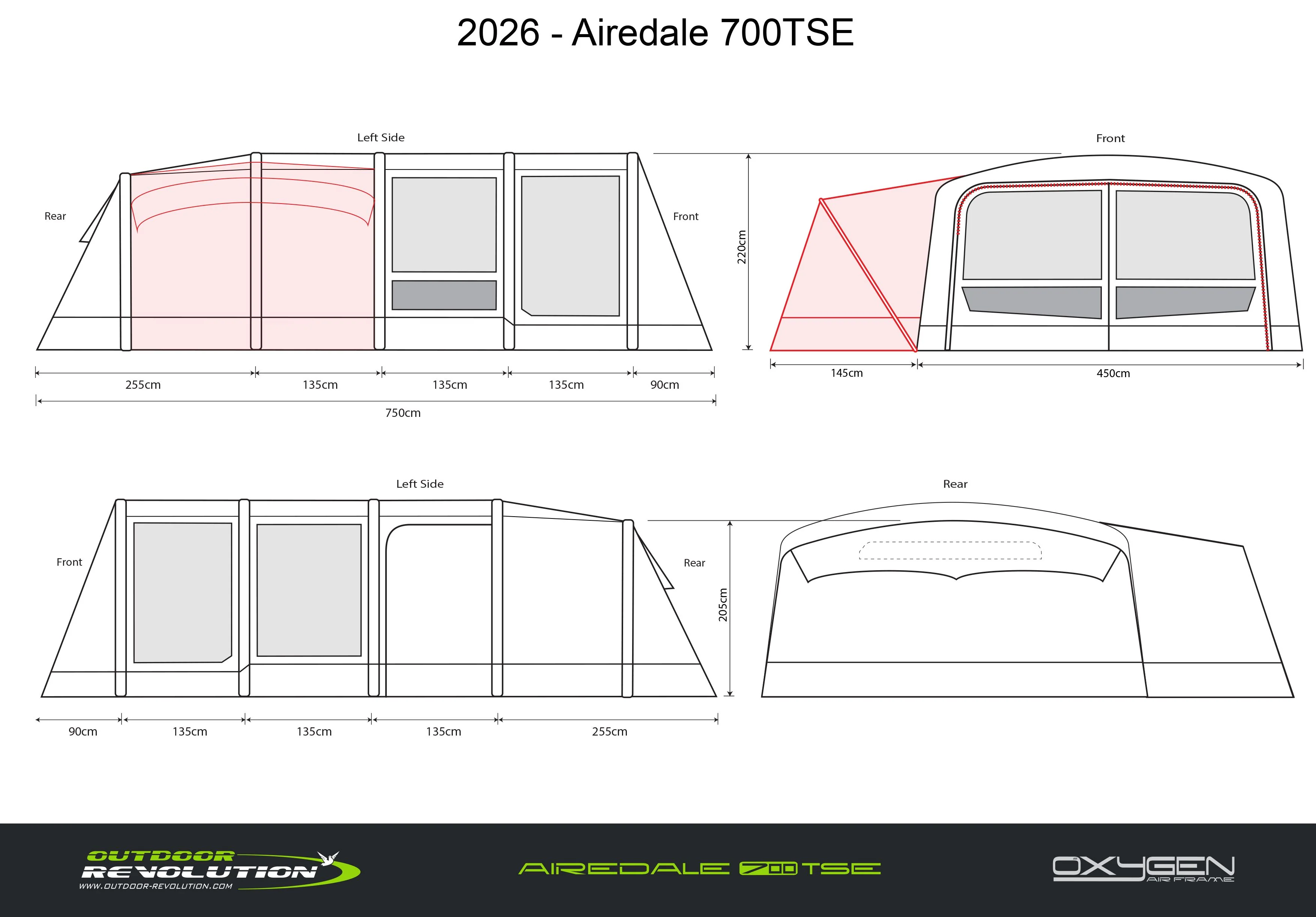 Outdoor Revolution Airedale 7TSE Tent Package Free Footprint and Annexe Inner - Image 9