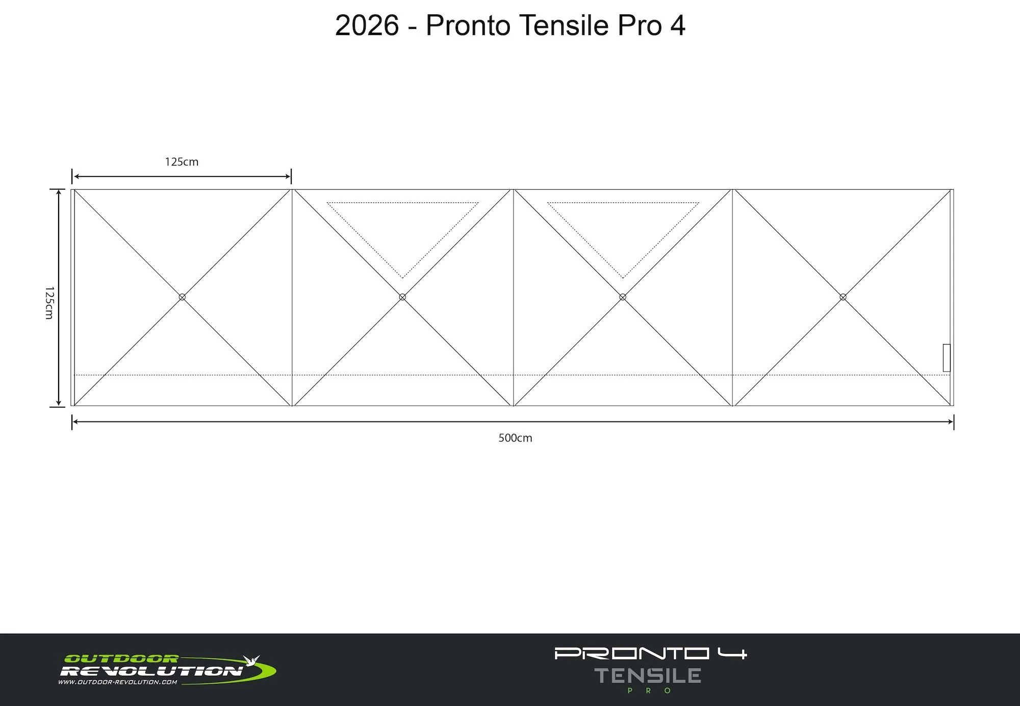 Outdoor Revolution Pronto Tensile Pro 4 Window Windbreak (500 x 125cm) - Image 2