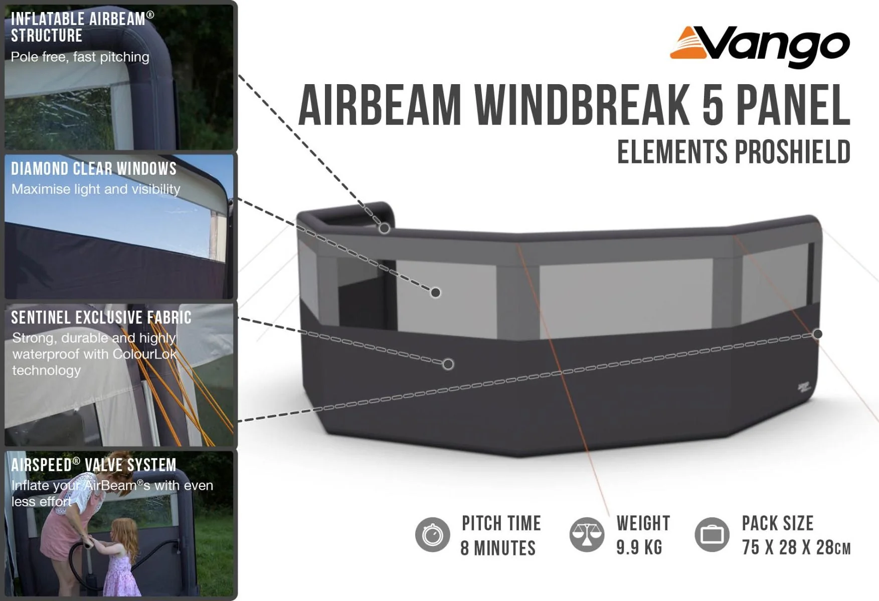 Vango Airbeam Windbreak 5 Panel (Elements Proshield) - Image 2