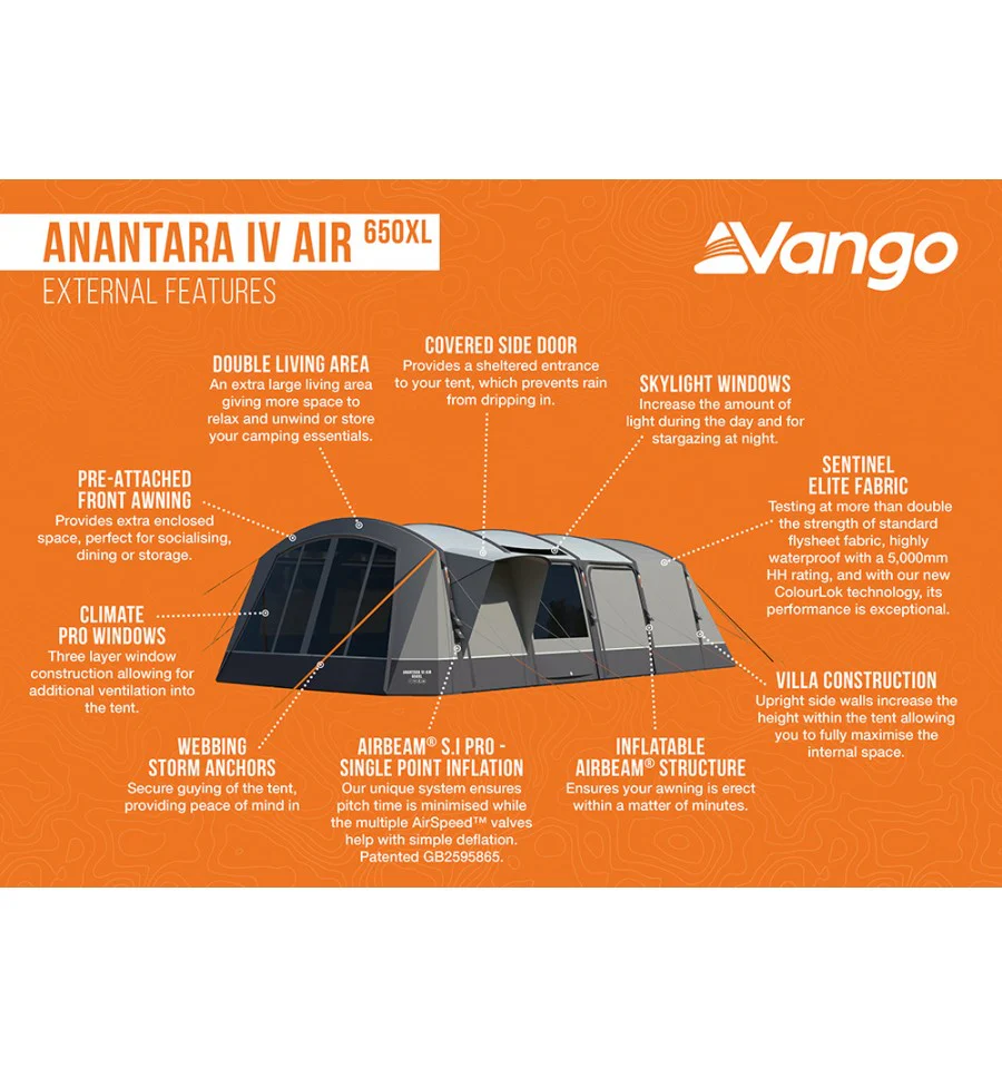 Vango Anantara IV Air 650XL Tent With FREE CARPET, FOOTPRINT AND Small STUDIO - Image 5
