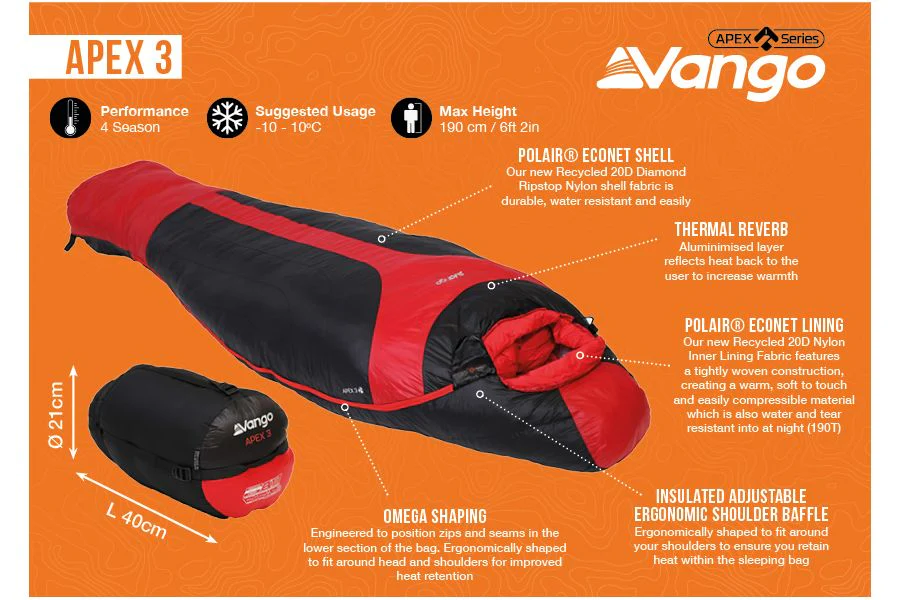 Vango Apex 3 Harissa Sleeping Bag - Image 4