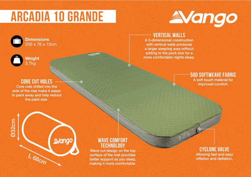 Vango Arcadia 10 Grande Self Inflating Mat - Image 3