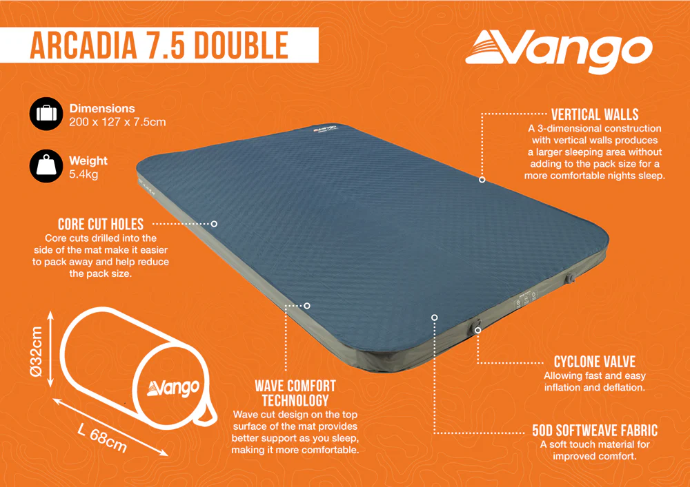 Vango Arcadia 7.5 Double Self Inflating Mat - Image 2