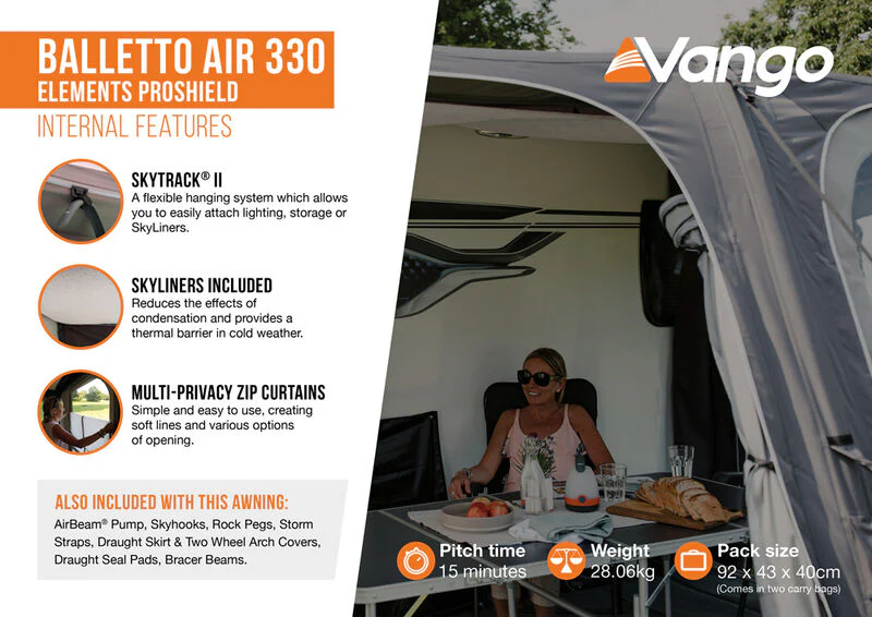 Vango Balletto Air 330 Elements ProShield Caravan Awning - Image 4