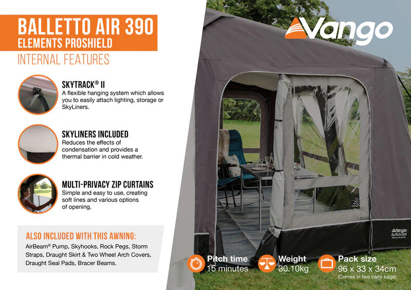 Vango Balletto Air 390 Elements ProShield Caravan Awning - Image 4