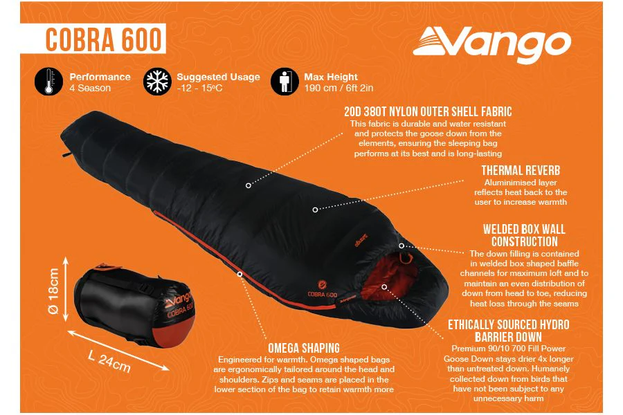 Vango Cobra 600 Sleeping Bag - Image 4
