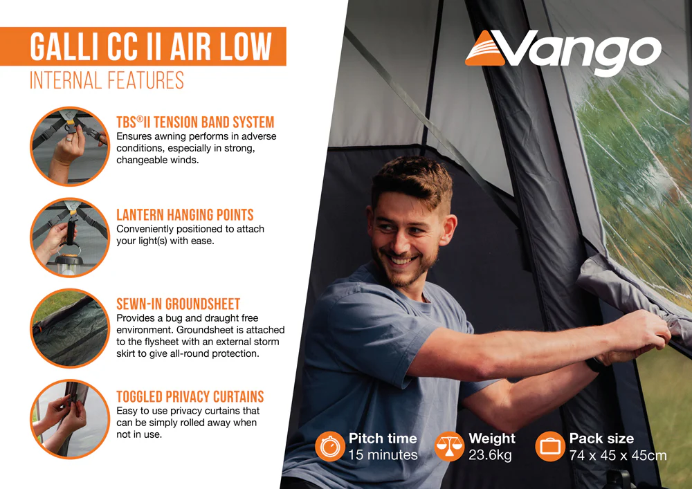 Vango Galli CC II Air Low Drive Away Awning 2026 model - Image 12
