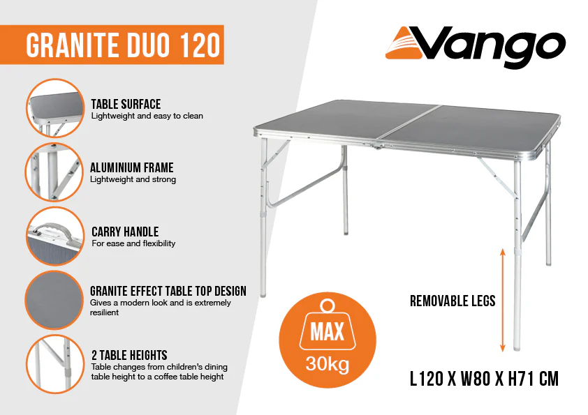 Vango Granite Duo 120 Table - Image 3