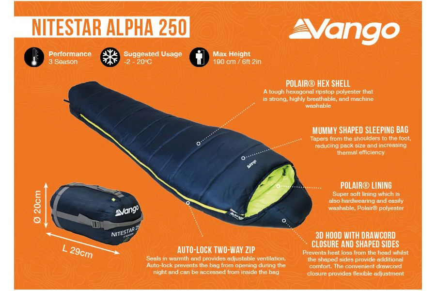 Vango Nitestar Alpha 250 Sleeping Bag - Image 2