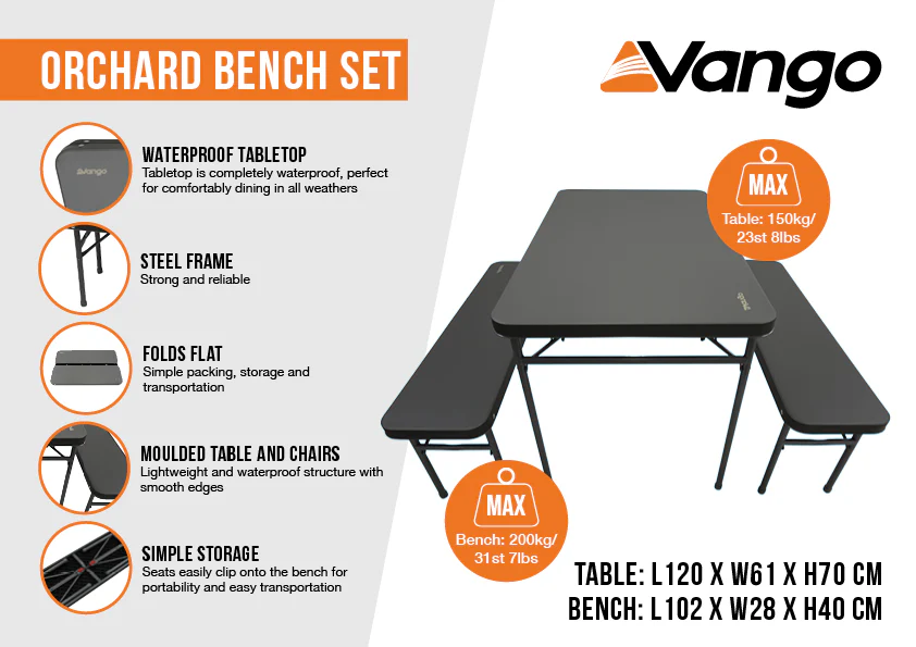 Vango Orchard Bench Set - Image 2