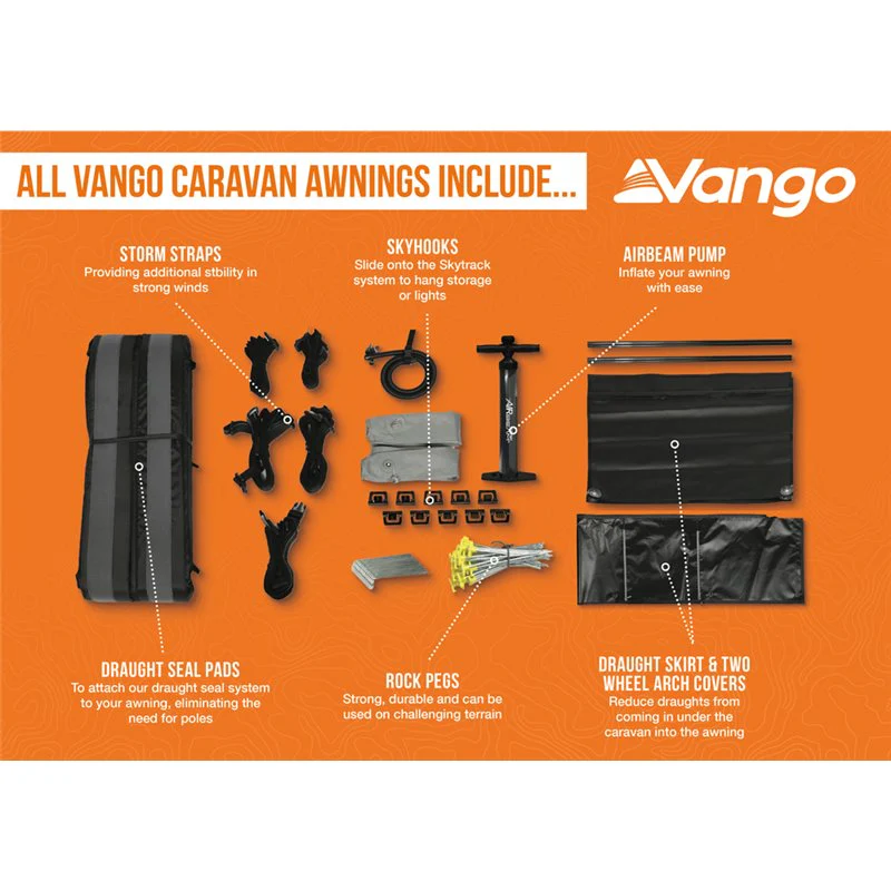 Vango Riviera Air Awning 390 Elements TC Package With Free Tall Annex Elements TC - Riviera, Caravan Awning Side Canopy and CP225 - Breathable Fitted Carpet - Riviera 390 - Image 5